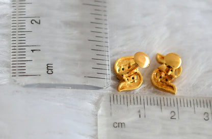 Gold tone black flower earrings dj-48197