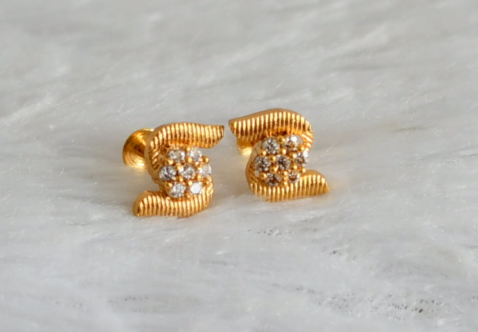 Gold tone white flower earrings dj-48200