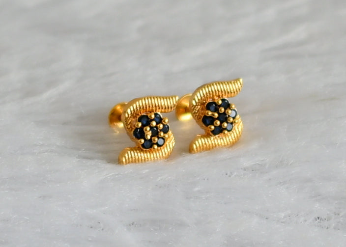 Gold tone blue flower earrings dj-48202