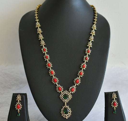 Matte finish cz coral-green stone short haar set dj-50044