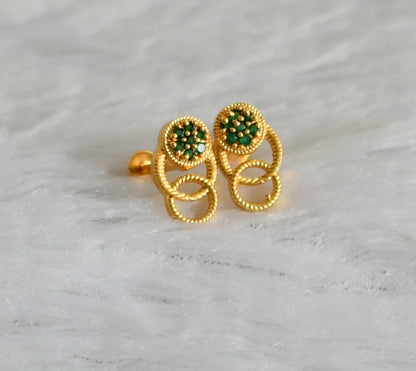 Gold tone green round earrings dj-48174