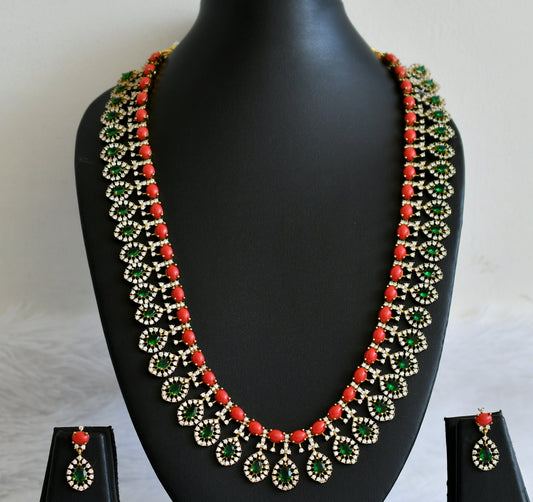 Matte finish cz coral-green stone haar set dj-50043