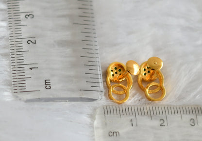 Gold tone cz white round earrings dj-48171