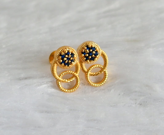 Gold tone blue round earrings dj-48175