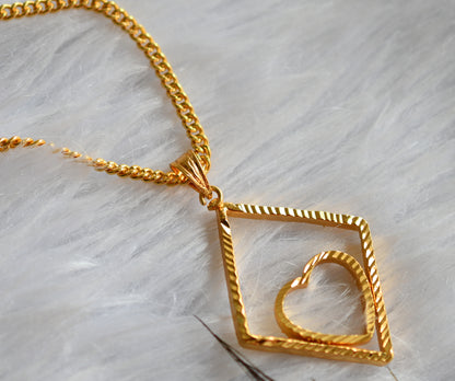 Gold tone 18 inches chain with heart pendant dj-43122