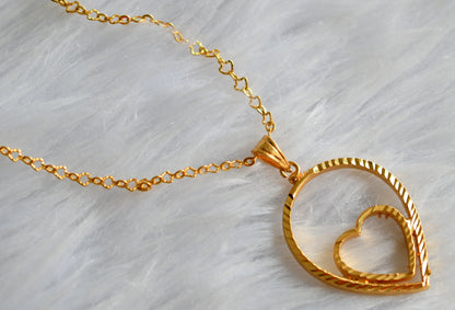 Gold tone 18 inches chain with heart pendant dj-43123