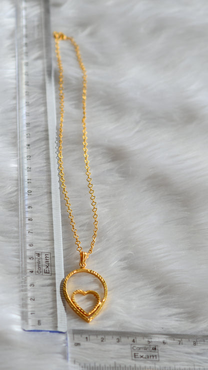 Gold tone 18 inches chain with heart pendant dj-43123