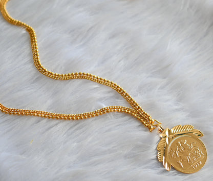Gold tone 30 inches chain head coin pendant dj-43124