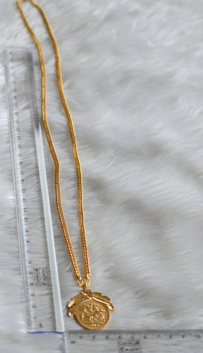 Gold tone 30 inches chain head coin pendant dj-43124