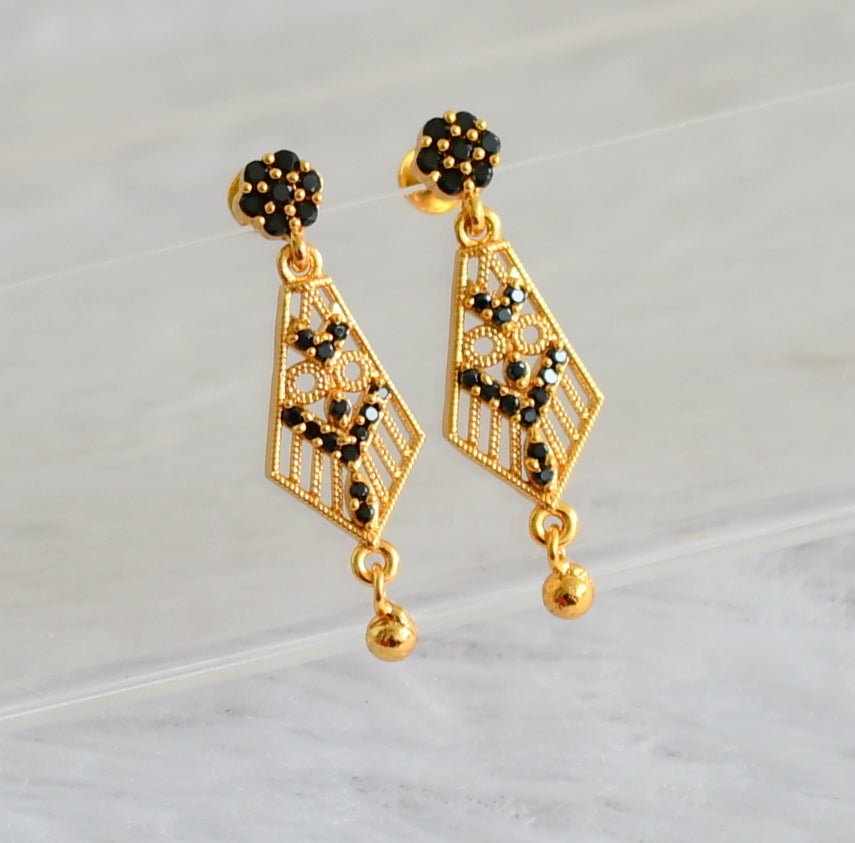 Gold tone black long earrings dj-48194