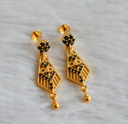 Gold tone black long earrings dj-48194