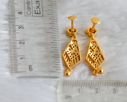 Gold tone green long earrings dj-48191