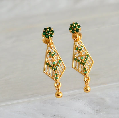 Gold tone green long earrings dj-48191