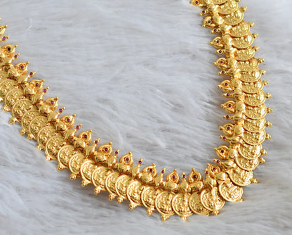 Gold tone kemp stone lakshmi coin shanku haar dj-48016