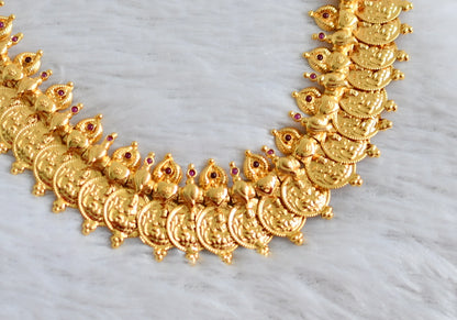 Gold tone kemp-stone lakshmi coin shanku necklace dj-48018