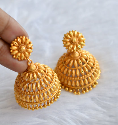 Matte gold tone Kerala style flower jhumkka dj-33977