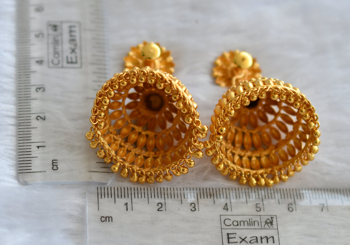 Matte gold tone Kerala style flower jhumkka dj-33977