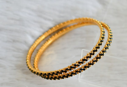 Gold tone black stone bangles(2.4) dj-48048