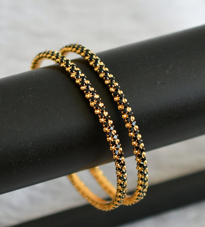 Gold tone black stone bangles(2.4) dj-48048