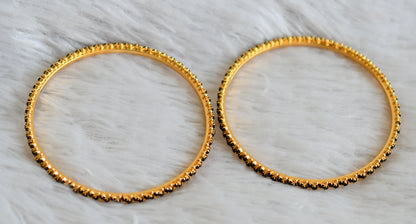 Gold tone black stone bangles(2.4) dj-48048