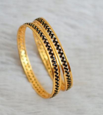 Gold tone black stone bangles(2.6) dj-48052