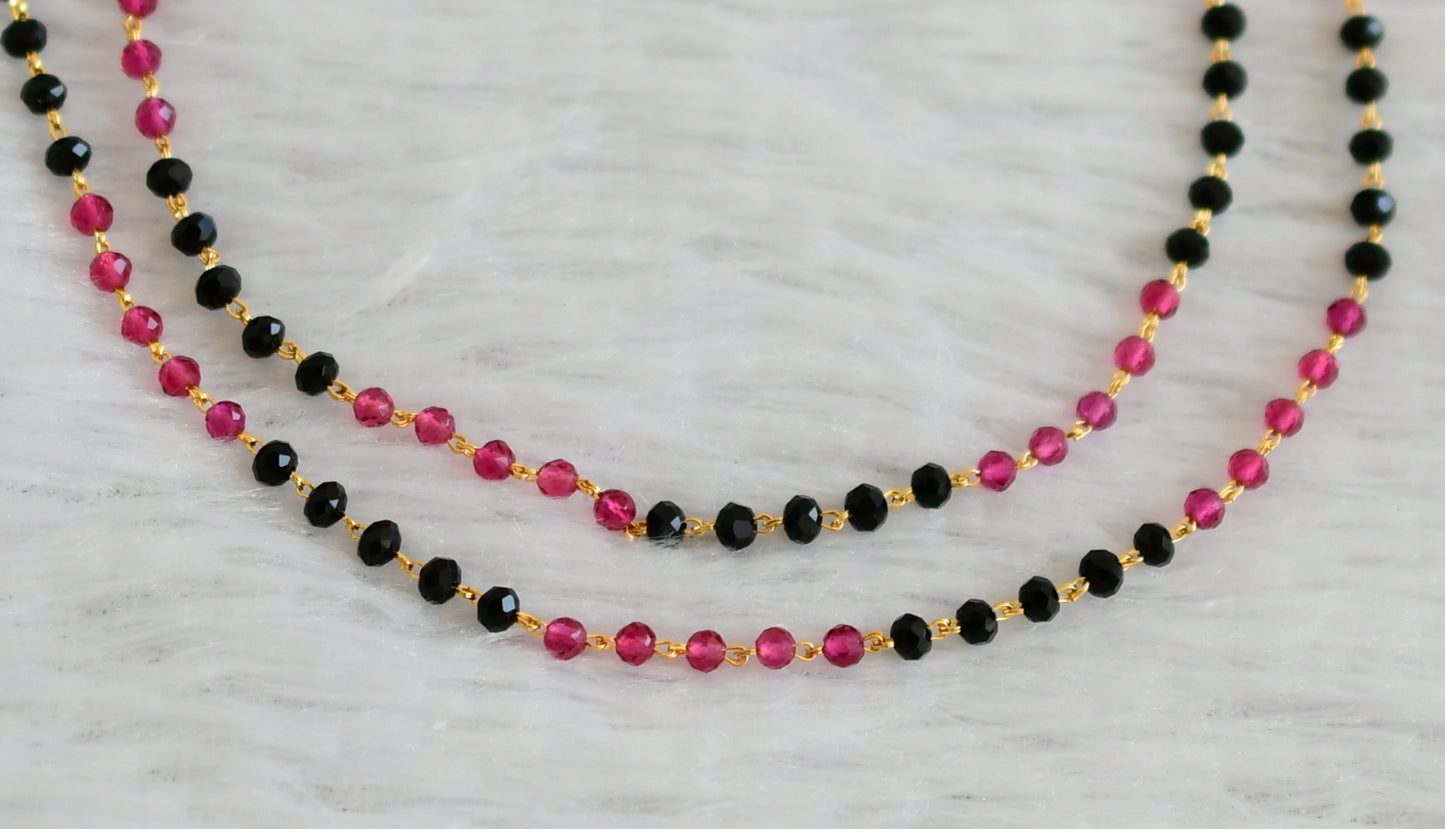 Gold tone pink-black beaded anklets/ payal dj-48044