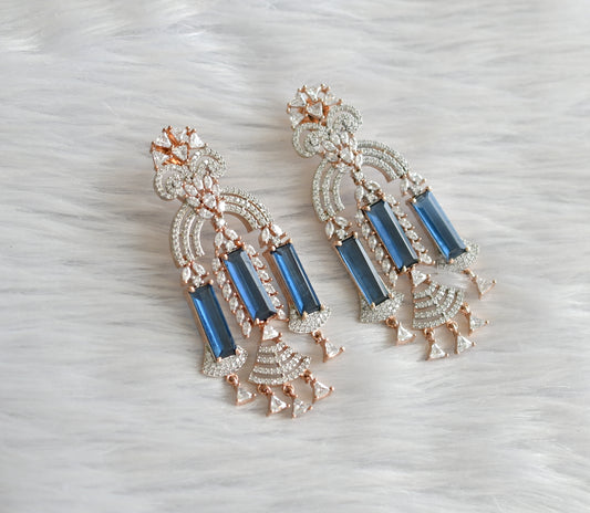 Rose Gold tone cz blue earrings dj-30233