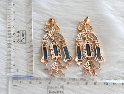 Rose Gold tone cz blue earrings dj-30233