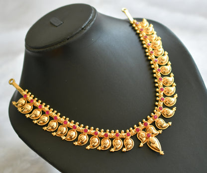 Gol tone kerala style pink stone mango necklace dj-46481