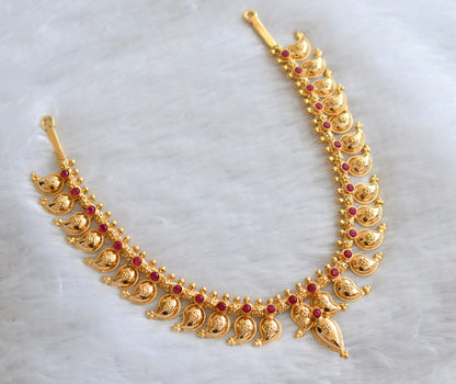 Gol tone kerala style pink stone mango necklace dj-46481