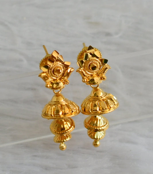 Gold tone step jhumkka dj-48204