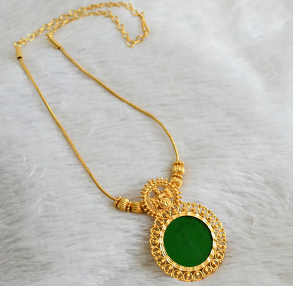 Gold tone kerala style green round lakshmi kodi necklace dj-48073