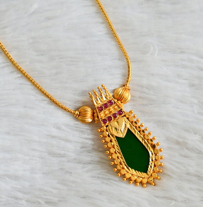 Gold tone kerala style pink-green nagapadam kodi necklace dj-48070