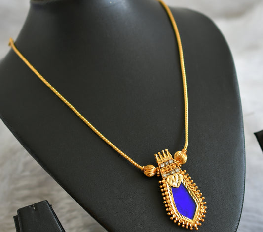 Gold tone kerala style blue nagapadam kodi necklace dj-48071