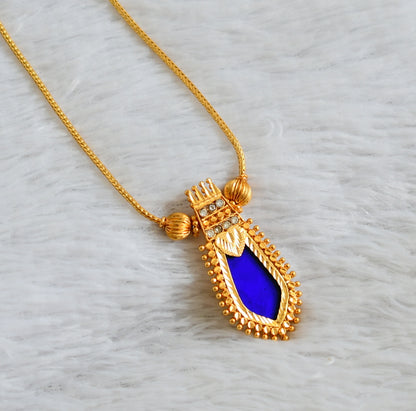 Gold tone kerala style blue nagapadam kodi necklace dj-48071