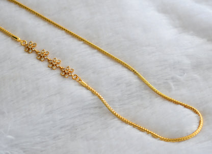 Gold tone ad white stone flower mugappu chain dj-46483