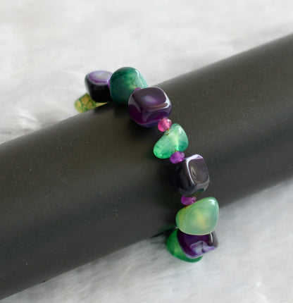 Hand made green-purple onyx beaded bracelet dj-46509
