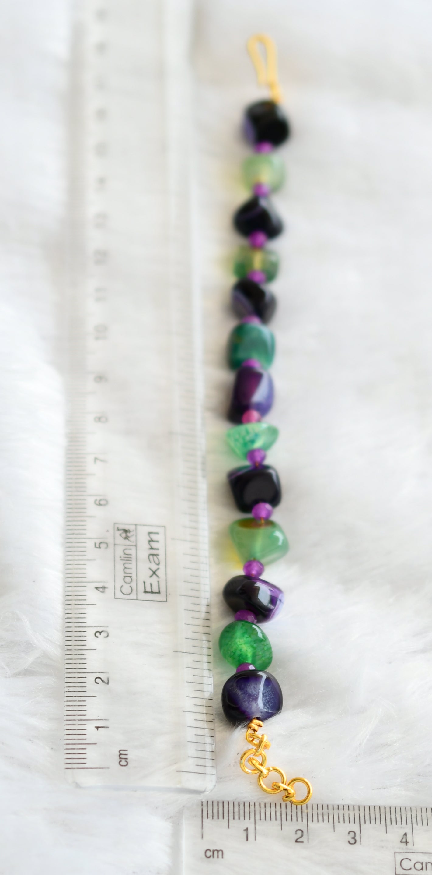 Hand made green-purple onyx beaded bracelet dj-46509