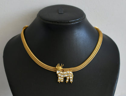 Matte finish white kundan jadau deer necklace dj-50101