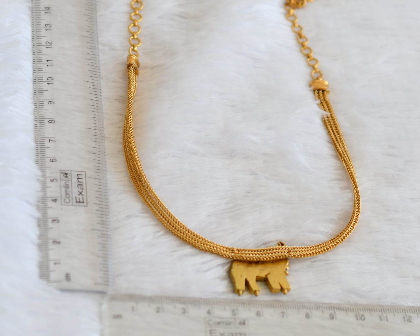 Matte finish green kundan jadau deer necklace dj-50107