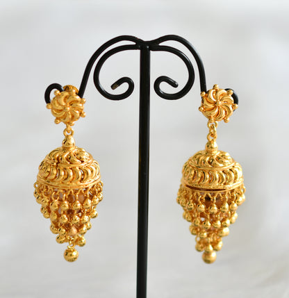 Gold tone kerala style step jhumkka dj-43179