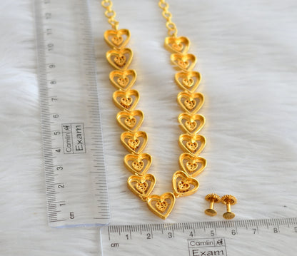 Gold tone ruby-white heart necklace set dj-44712