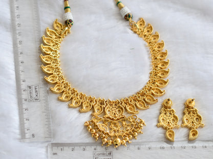 Gold tone ad white stone mango necklace set dj-46491