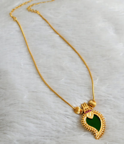 Gold tone pink-green kerala style mango kodi necklace dj-48080