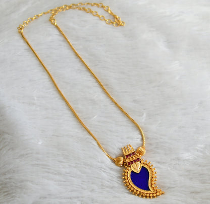 Gold tone pink-blue kerala style mango kodi necklace dj-48081