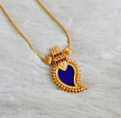 Gold tone pink-blue kerala style mango kodi necklace dj-48081