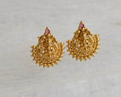 Matte finish kemp stone lakshmi earrings dj-46516