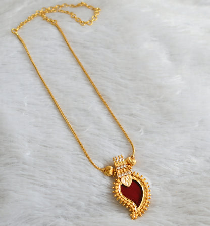 Gold tone red-white kerala style mango kodi necklace dj-48083