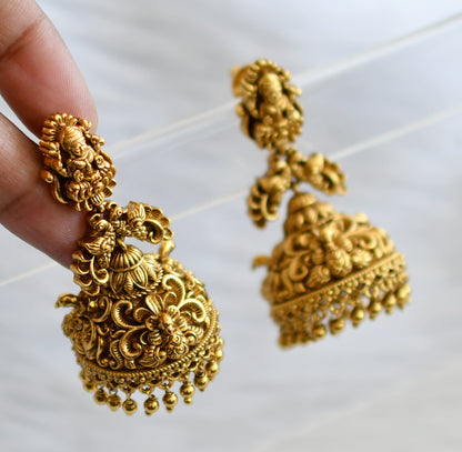 Antique gold tone lakshmi peacock jhumkka dj-44722