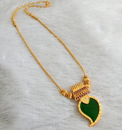 Gold tone pink-green kerala style mango kodi necklace dj-48088